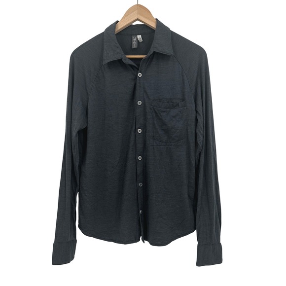 ibex Other - Ibex Merino Wool Button Down Shirt Mens Small Grey Long Sleeve Raglan Pocket USA